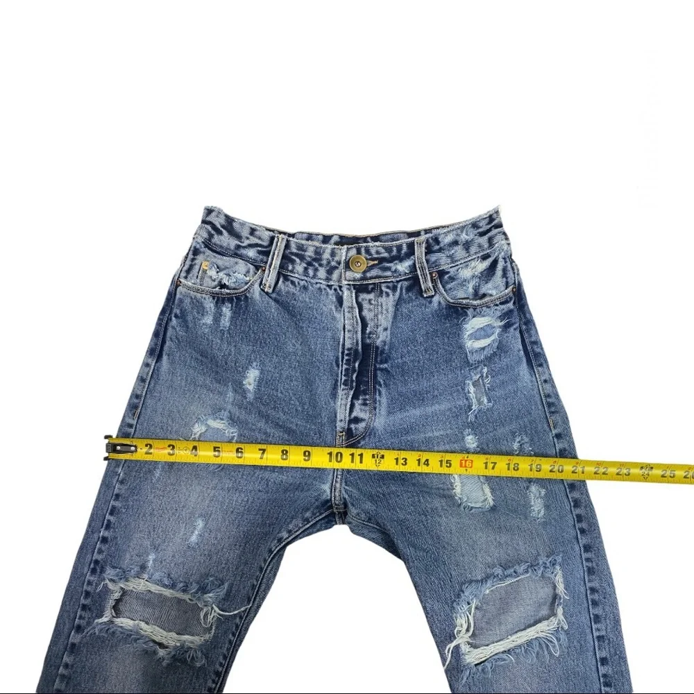 rosa cha Selvedge Jeans Womens Candiani Denim Italy Button Fly Distressed - Picture 13 of 15